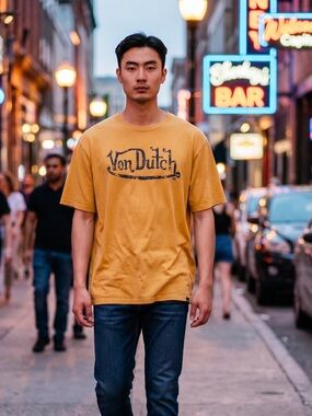 Von Dutch  Mustard Yellow Graphic T-Shirt